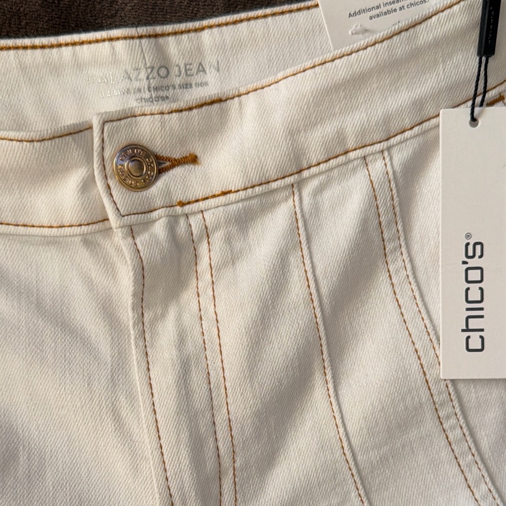 Chico's Cream Palazzo Jeans - Picture 2 of 4
